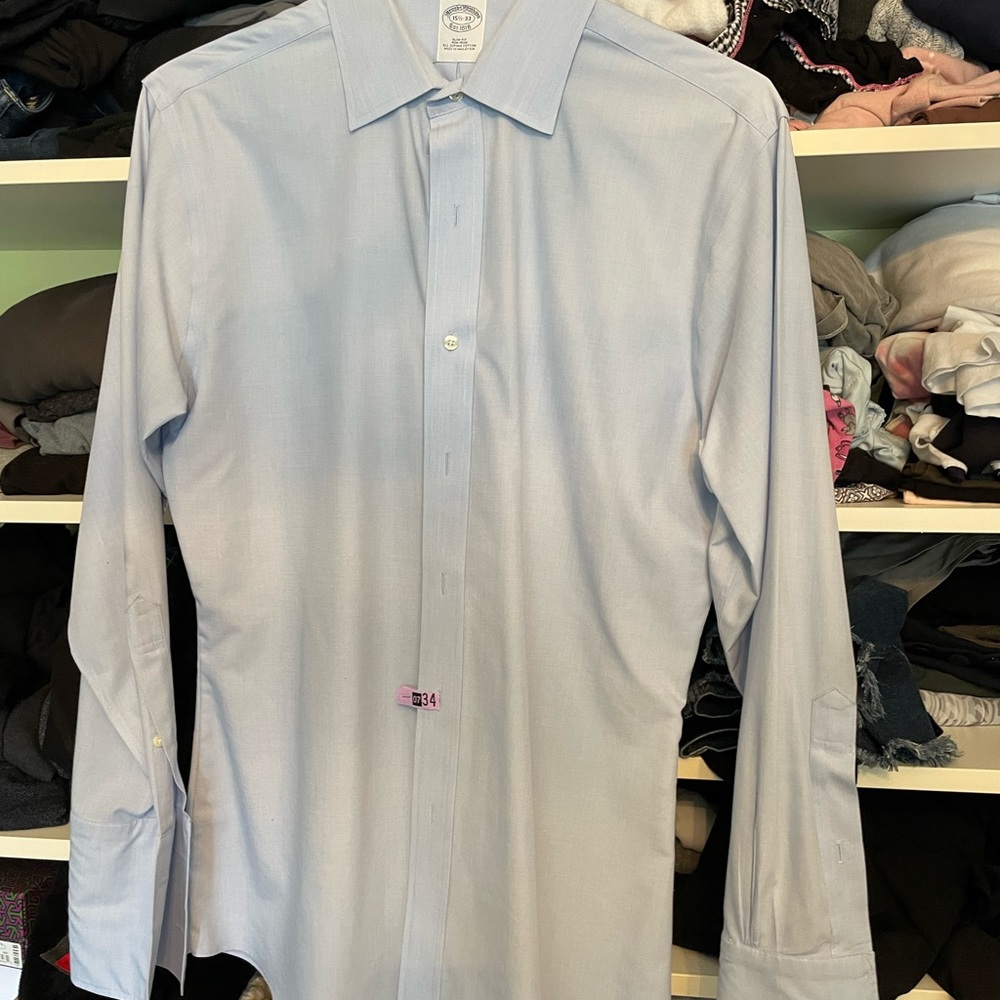 Mens dress shirt-light blue French cuffs.